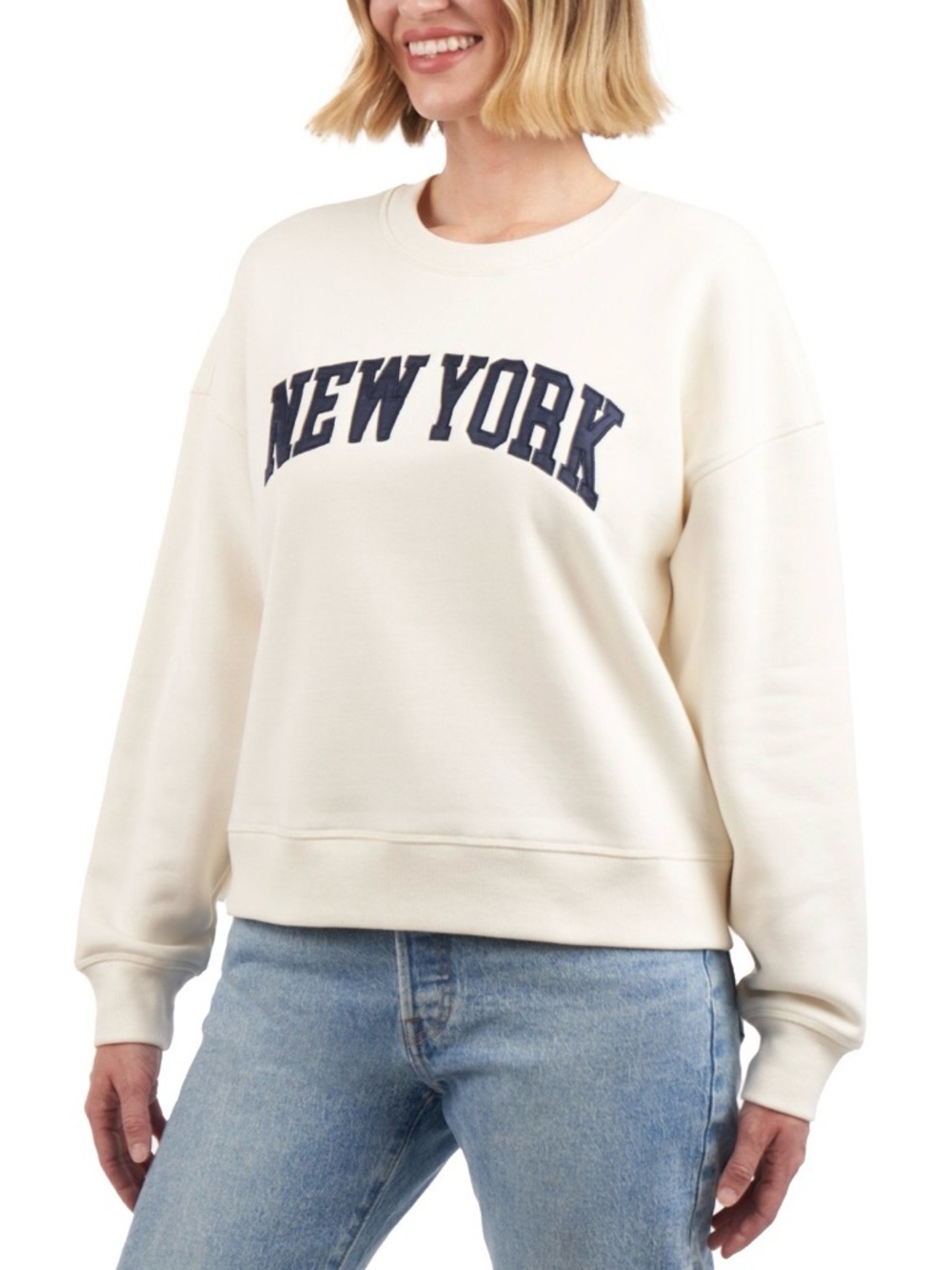 Elle Sport New York Crewneck Sweatshirt Cream XL NWT Logo